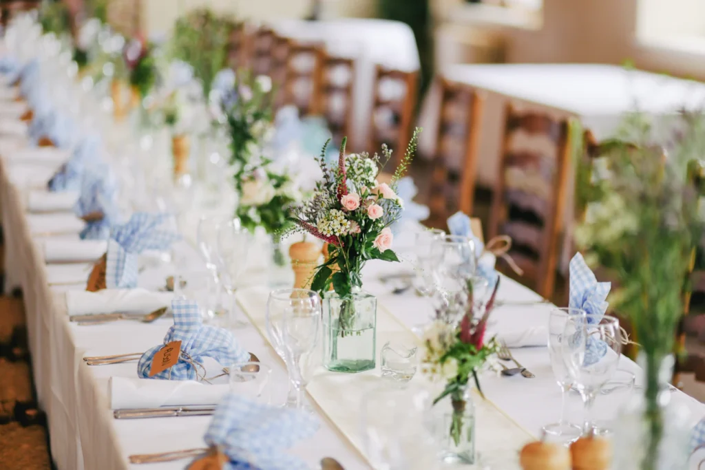 Elegant wedding ceremony with soft ivory flowers