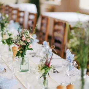 Intimate wedding ceremony floral setting for destination celebrations