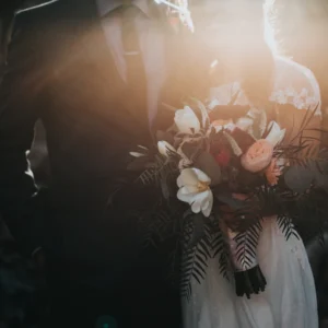 Wedding ceremony with romantic floral design